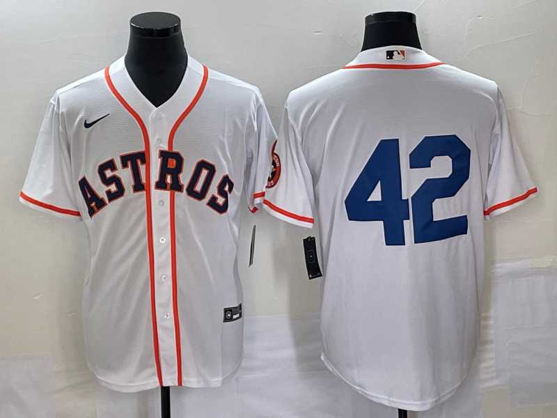 Mens Houston Astros #42 Jackie Robinson White Cool Base Stitched Baseball Jersey